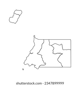 Outline Sketch Map of Equatorial Guinea With States and Cities, can be used for business designs, presentation designs or any suitable designs.
