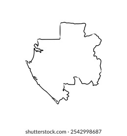 Outline Sketch Map of Gabon With States and Cities, can be used for business designs