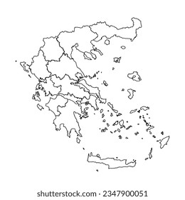 Outline Sketch Map of Greece With States and Cities, can be used for business designs, presentation designs or any suitable designs.