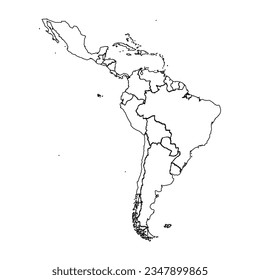 Skizze-Übersicht über Lateinamerika mit Ländern, kann für Geschäftsdesigns, Präsentationen oder alle geeigneten Designs verwendet werden.