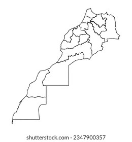 Outline Sketch Map of Morocco With States and Cities, can be used for business designs, presentation designs or any suitable designs.