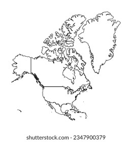 Mapa de esbozo de Norteamérica con países, puede ser utilizado para diseños de negocios, presentaciones o cualquier diseño adecuado.