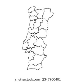 Outline Sketch Map of Portugal With States and Cities, can be used for business designs, presentation designs or any suitable designs.