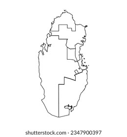 Outline Sketch Map of Qatar With States and Cities, can be used for business designs, presentation designs or any suitable designs.