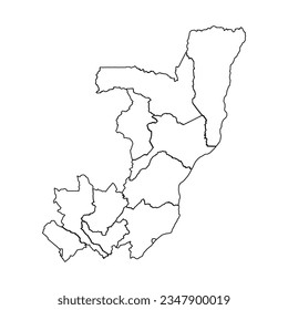 Outline Sketch Map of Republic of the Congo With States and Cities, can be used for business designs, presentation designs or any suitable designs.