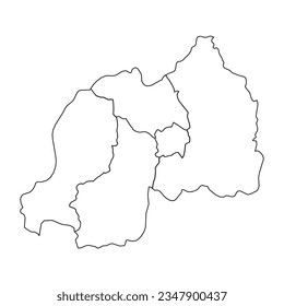 Outline Sketch Map of Rwanda With States and Cities, can be used for business designs, presentation designs or any suitable designs.