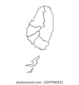 Outline Sketch Map of Saint Vincent With States and Cities, can be used for business designs, presentation designs or any suitable designs.