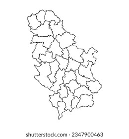 Outline Sketch Map of Serbia With States and Cities, can be used for business designs, presentation designs or any suitable designs.