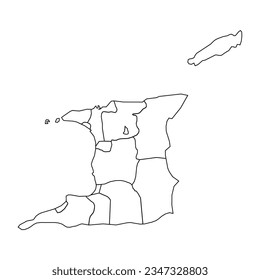 Outline Sketch Map of Trinidad and Tobago With States and Cities, can be used for business designs, presentation designs or any suitable designs.