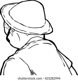 Outline sketch mature man