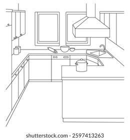 outline sketch Modern Kitchen Design