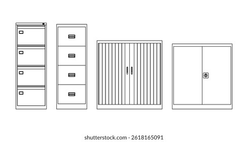 Outline sketch of a set table and desk
