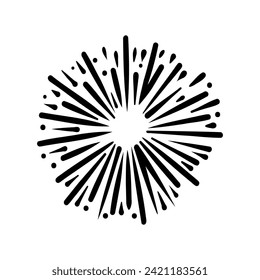 Outline sketch of star explosion. Vector sunshine frame. Starburst Explosion. Hand drawn boom.