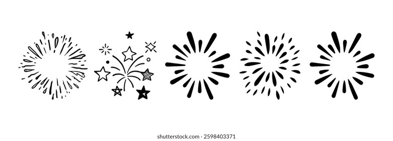 Outline sketch of star explosion. Vector sunshine frame. Starburst Explosion. Hand drawn boom.
