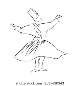 Esboço sui Whirling dervish ilustração em vetor