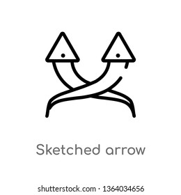 outline sketched arrow vector icon. isolated black simple line element illustration from user interface concept. editable vector stroke sketched arrow icon on white background