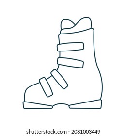 Outline Ski Boot Icon. Editable Stroke Vector.