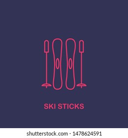 Outline ski sticks icon.ski sticks vector illustration. Symbol for web and mobile