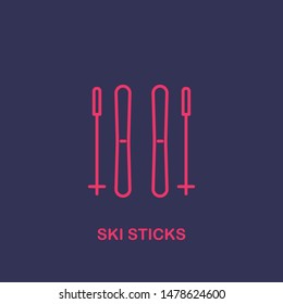 Outline ski sticks icon.ski sticks vector illustration. Symbol for web and mobile