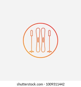Outline skiing icon. gradient illustration isolated vector sign symbol