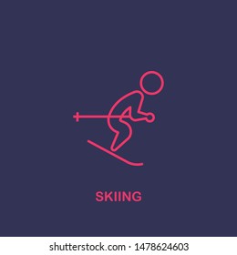 Outline skiing icon.skiing vector illustration. Symbol for web and mobile