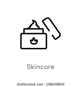 outline skincare vector icon. isolated black simple line element illustration from beauty concept. editable vector stroke skincare icon on white background