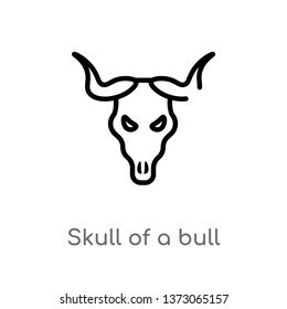 outline skull of a bull vector icon. isolated black simple line element illustration from culture concept. editable vector stroke skull of a bull icon on white background