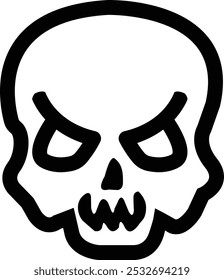 Outline skull emoji icon, with editable stroke. Skull emoticon silhouette , skeleton head pictogram. Skull face, danger and death, poison and toxic, dead pirate. Vector icon