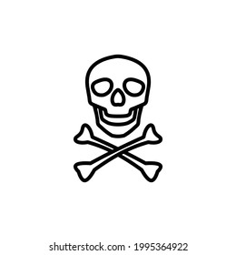 Outline skull icon isolated on white background