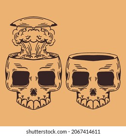 outline skull illutration vintage design. Perfect for tshirt design, print design, sticker, etc