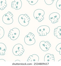Outline Skull Vector Seamless Pattern illustration for Print, Wallpaper, Decoration.