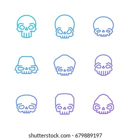 Outline skulls blue-purple gradient vector icon set. Clean and simple design. Part one.