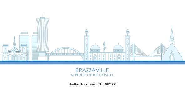 Outline Skyline panorama of Brazzaville, Republic of the Congo - vector illustration