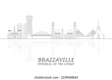 Outline Skyline panorama of Brazzaville, Republic of the Congo - vector illustration