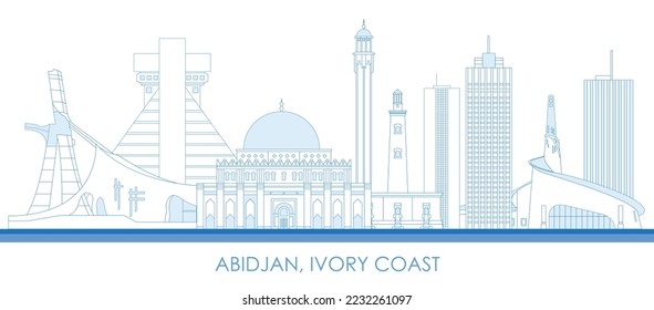 Skyline-Panorama der Stadt Abidjan, Côte d'Ivoire - Vektorgrafik