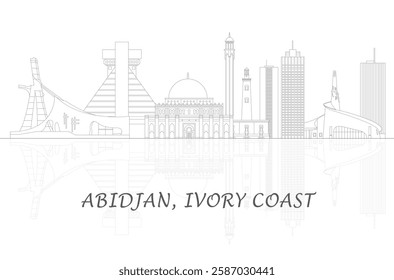 Outline Skyline panorama of city of Abidjan, Ivory Coast - vector illustration