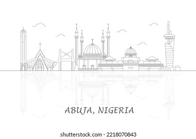 Skyline-Panorama der Stadt Abuja, Nigeria - Vektorgrafik