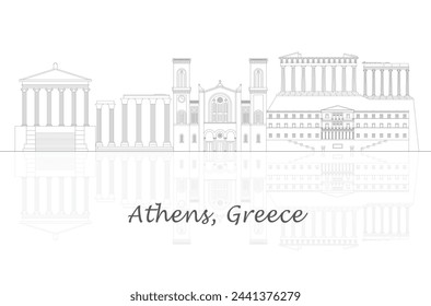 Outline Skyline panorama of city of Athens, Greece - vector illustration