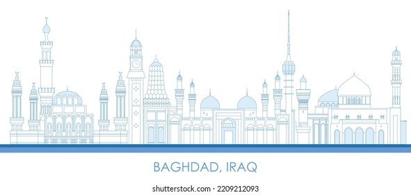 Outline Skyline Panorama Of City Of Baghdad, Iraq - Vector Illustration