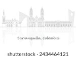 Outline Skyline panorama of city of Barranquilla, Colombia - vector illustration