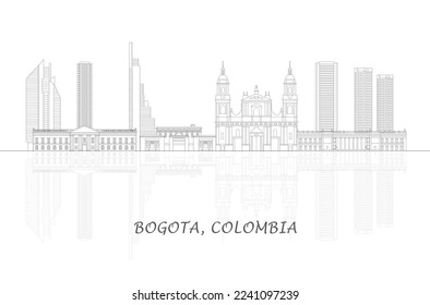 Outline Skyline panorama of city of Bogota , Colombia - vector illustration