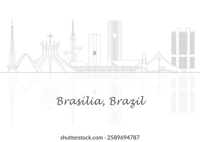 Outline Skyline panorama of city of Brasilia, Brazil - vector illustration