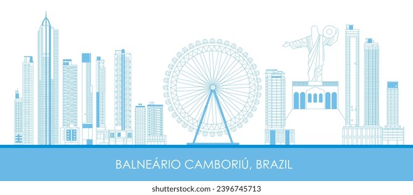 Panorama esquilético de la ciudad de Balneário Camboriú, Brasil - ilustración vectorial