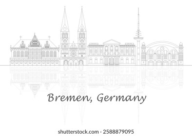 Outline Skyline panorama of city of Bremen, Germany  - vector illustration