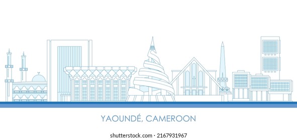 Outline Skyline panorama of city of Yaoundе, Cameroon - vector illustration