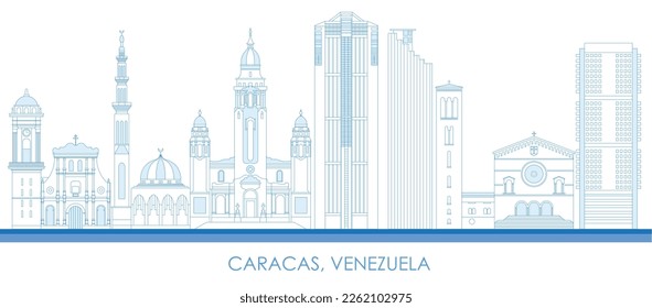 Outline Skyline panorama of city of Caracas, Venezuela - vector illustration