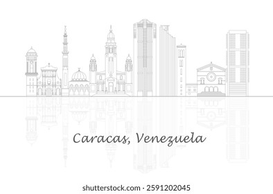 Outline Skyline panorama of city of Caracas, Venezuela - vector illustration