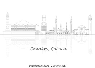 Outline Skyline panorama of city of Conakry, Guinea - vector illustration