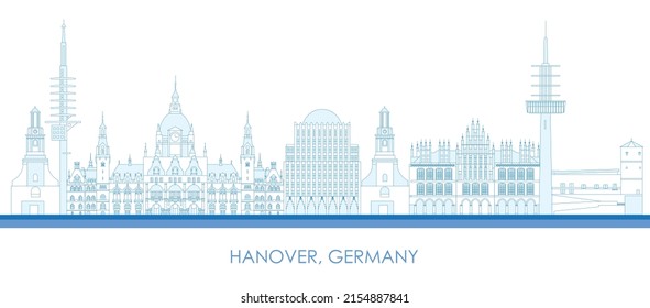 Panorama Skyline de la ciudad de Hanover, Alemania - ilustración vectorial