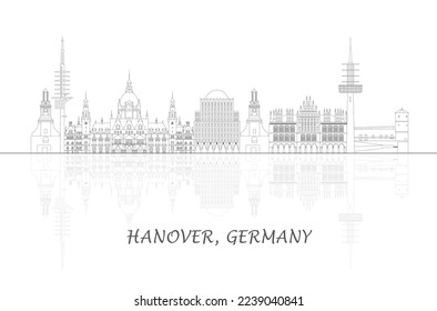 Panorama Skyline de la ciudad de Hanover, Alemania - ilustración vectorial